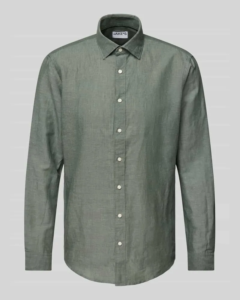 JAKE*S Slim Fit Freizeithemd aus Leinen-Baumwoll-Mix 
