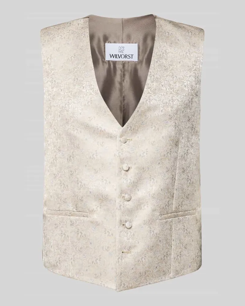 Wilvorst Weste mit V-Ausschnitt und Leistentaschen Beige