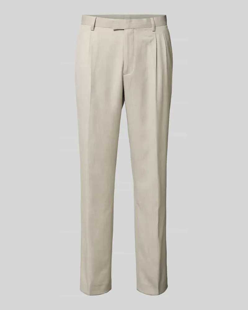 McNeal Regular Fit Bundfaltenhose mit Leinen-Anteil Beige