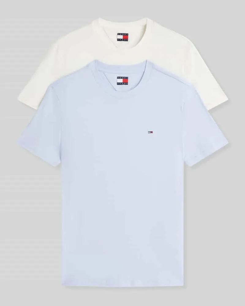 Tommy Hilfiger Slim Fit T-Shirts aus reiner Baumwolle im 2er-Pack Hellblau
