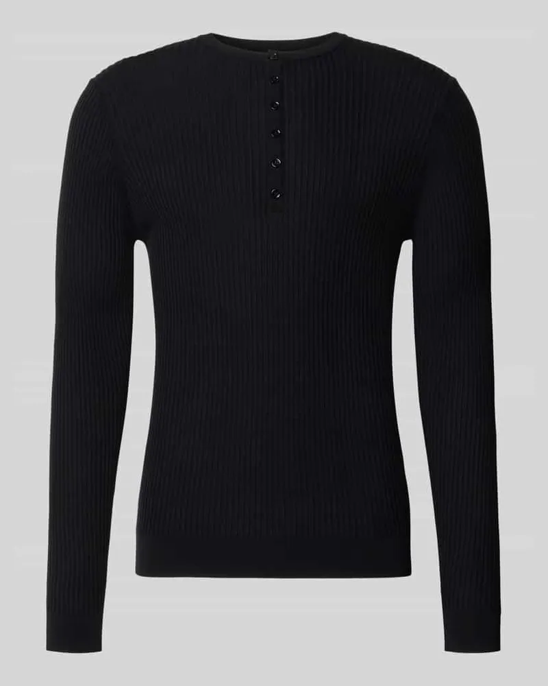 Antony Morato Strickpullover aus Lyocell-Woll-Mix mit Knopfleiste Black