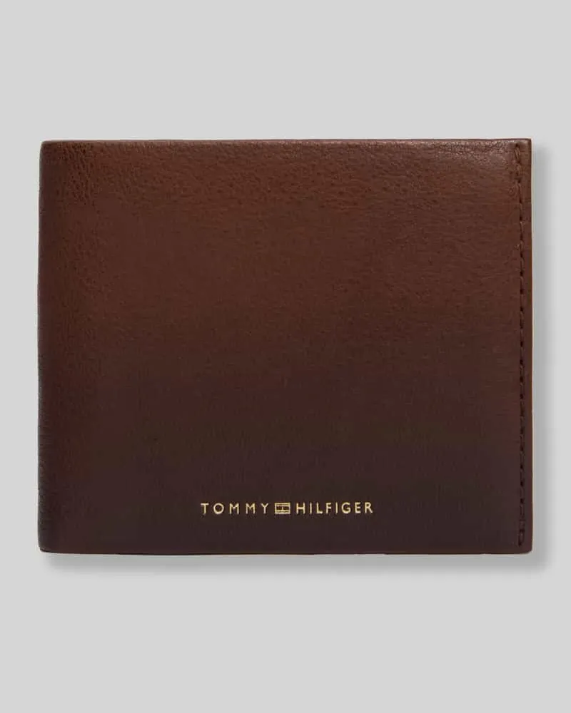 Tommy Hilfiger Portemonnaie aus echtem Leder mit Logo-Tape Dunkelbraun