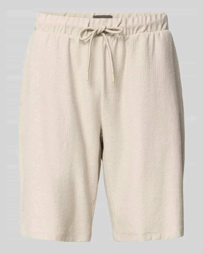 Fynch-Hatton Bermudas mit Strukturmuster und elastischem Bund Offwhite