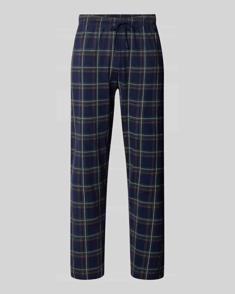 Bugatti Pyjama-Hose im Allover-Look mit elastischem Bund und Tunnelzug Marine