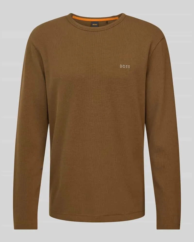 HUGO BOSS Regular Fit Langarmshirt mit Label-Stitching Modell 'TEMPESTO 