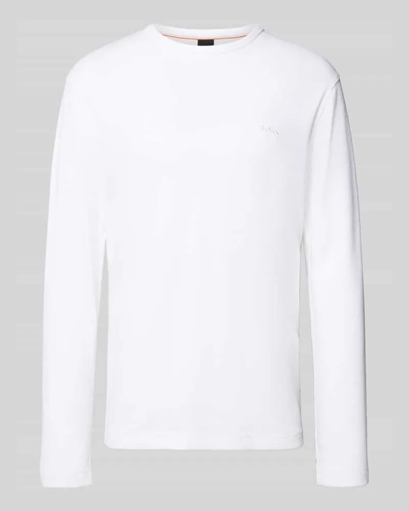 HUGO BOSS Regular Fit Langarmshirt mit Waffelstruktur Modell 'TEMPESTO Weiss