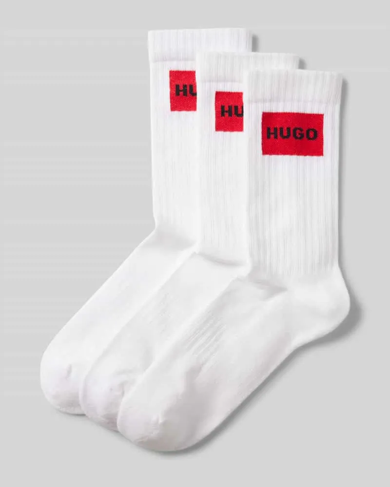 HUGO BOSS Socken mit Label-Print im 3er-Pack Weiss