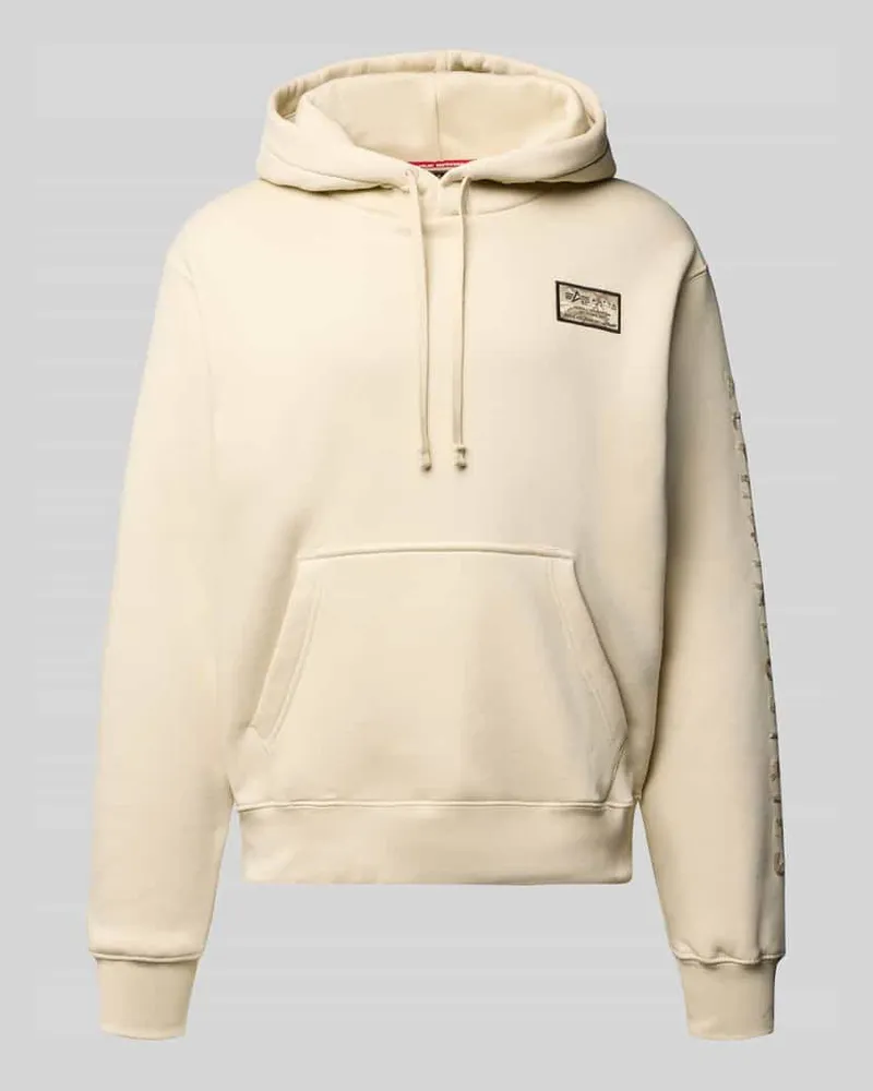 Alpha Industries Hoodie mit Label-Stitching Modell 'Camo Sleeve Offwhite