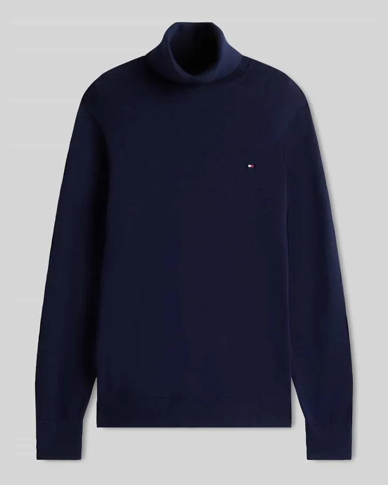 Tommy Hilfiger Regular Fit Rollkragenpullover aus Baumwoll-Kaschmir-Mix Marine