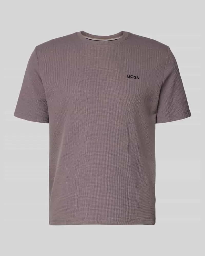 HUGO BOSS Regular Fit Pyjama-Oberteil aus Baumwoll-Mix Modell 'WAFFLE Taupe