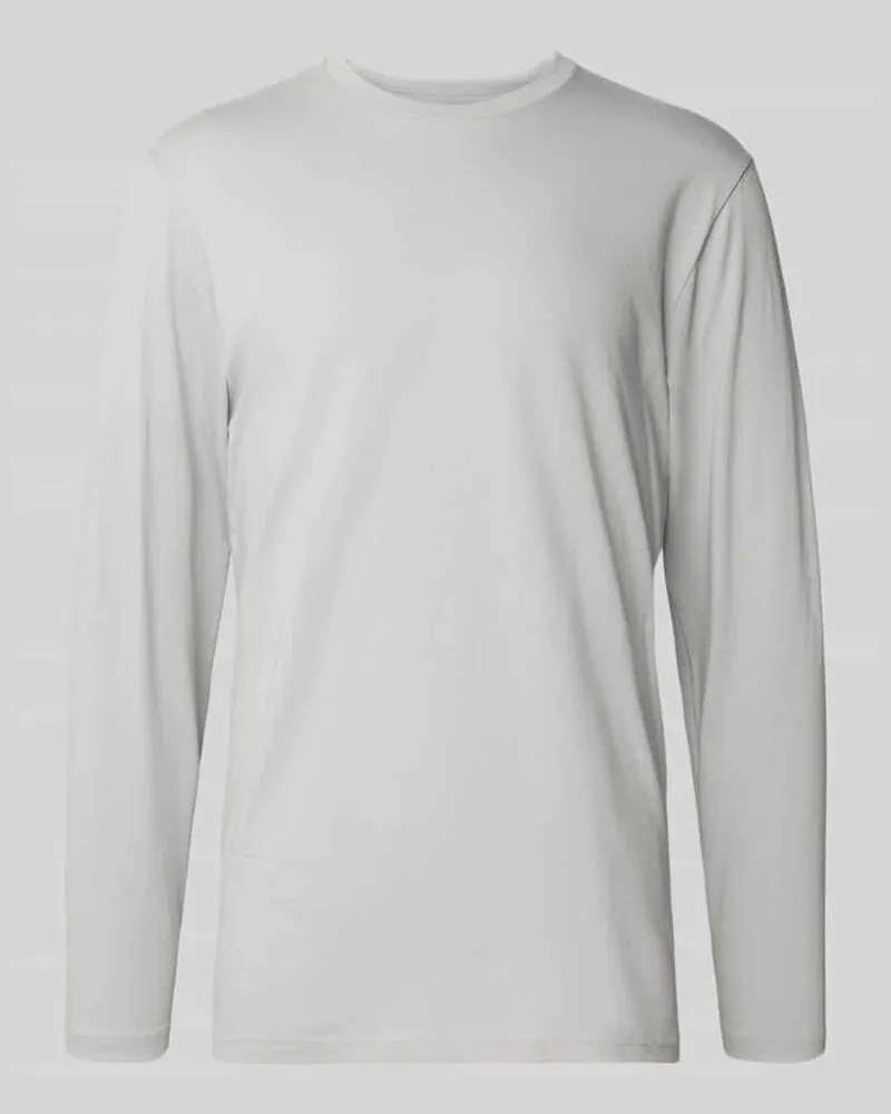 Ragman Longsleeve mit geripptem Rundhalsausschnitt Stein