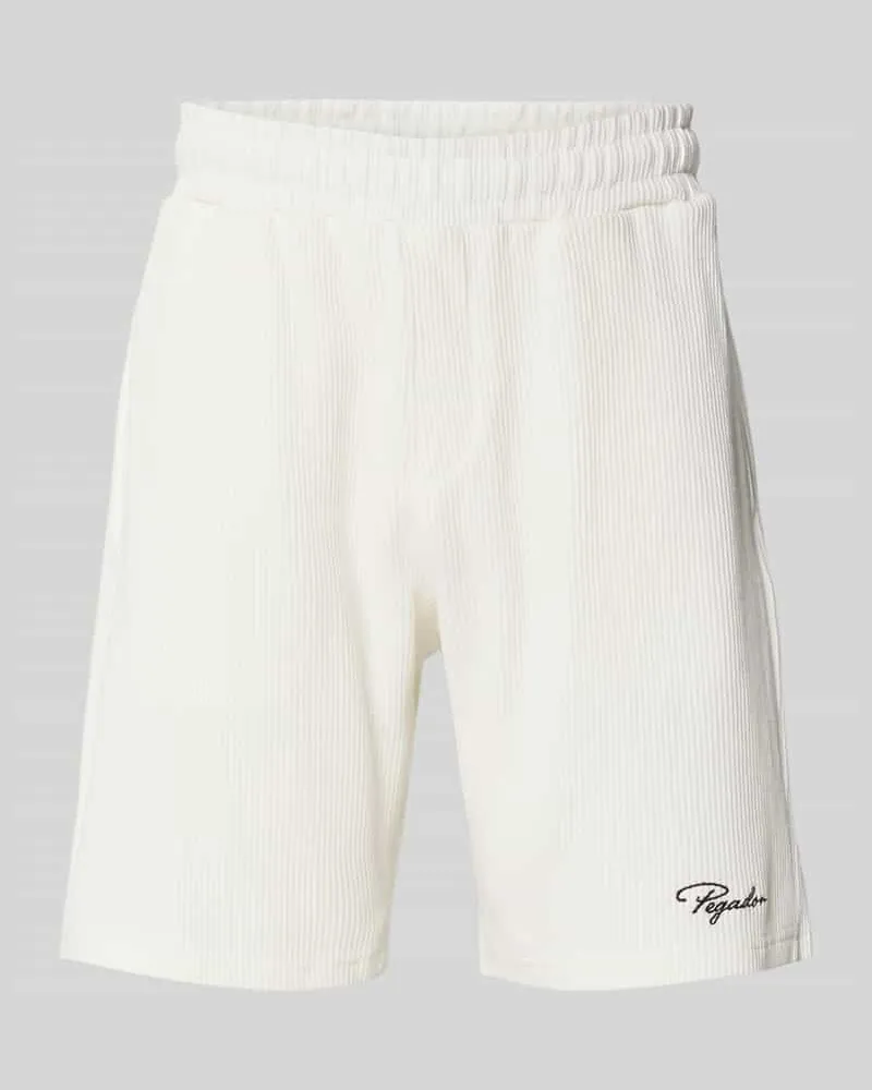 PEGADOR Shorts mit Logo-Stitching und elastischem Bund Offwhite