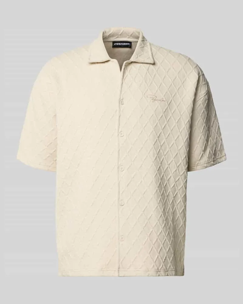 PEGADOR Modern Fit Freizeithemd mit Logo-Stitching Modell 'Jovren Offwhite
