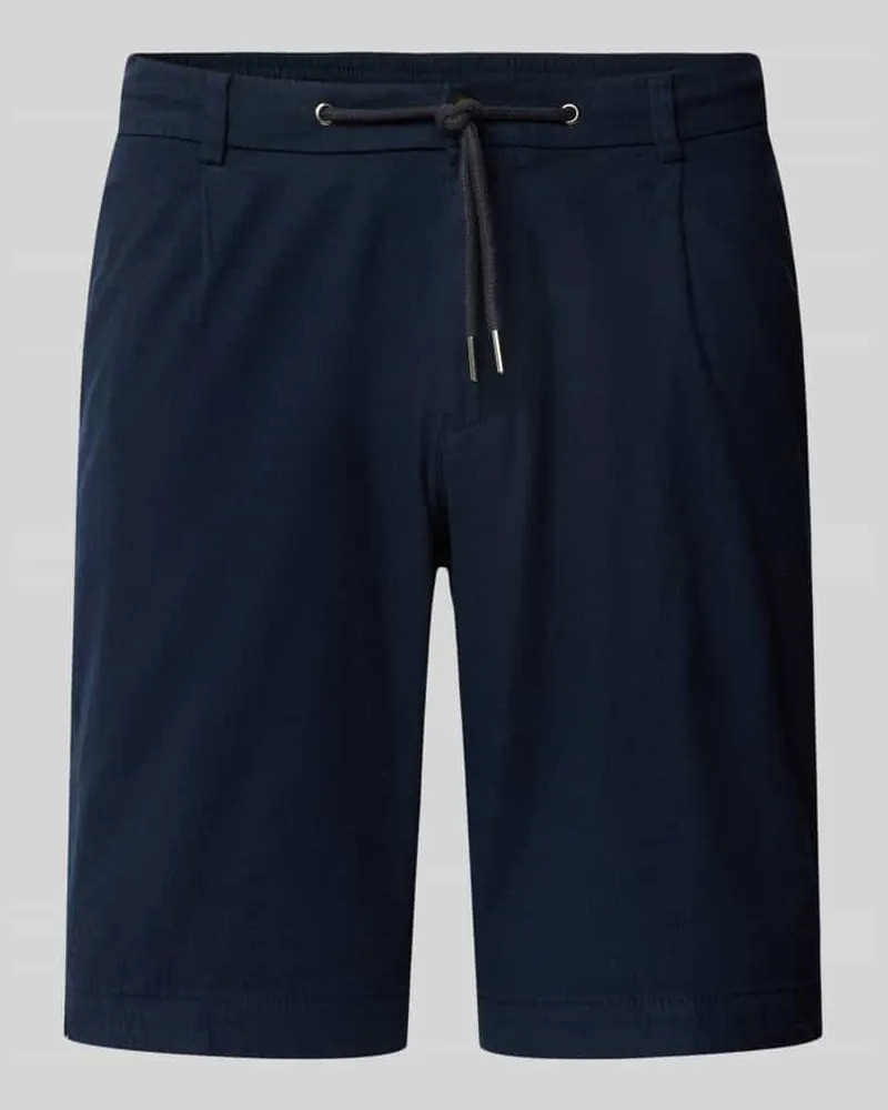 Bugatti Slim Fit Shorts aus Baumwoll-Leinen-Mix Marine