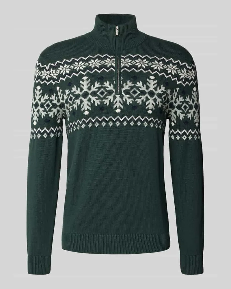 McNeal Strickpullover mit Troyer-Kragen Bottle