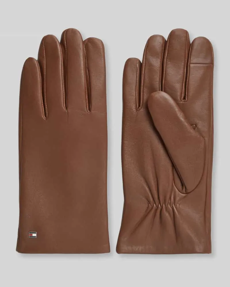 Tommy Hilfiger Handschuhe aus echtem Ziegenleder Cognac