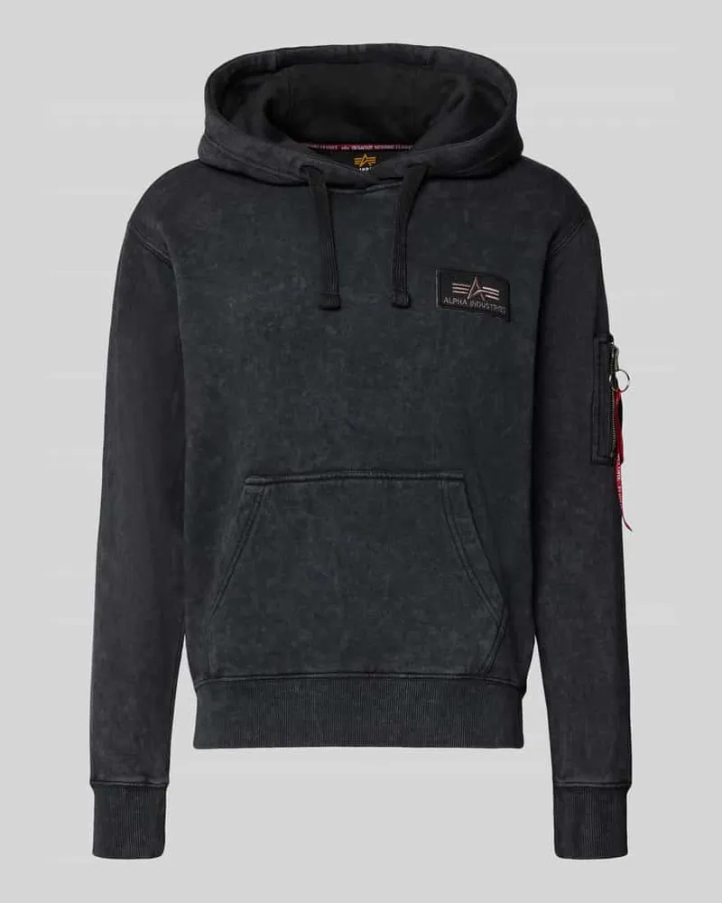 Alpha Industries Relaxed Fit Hoodie aus Baumwoll-Mix mit Logo-Patch Black