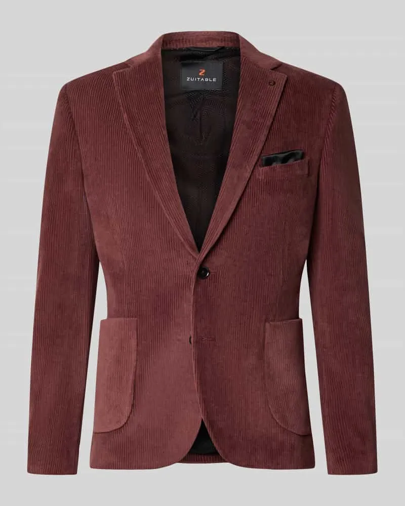 Zuitable Slim Fit Sakko aus Baumwoll-Mix in Cord-Optik Modell 'Nick Bordeaux