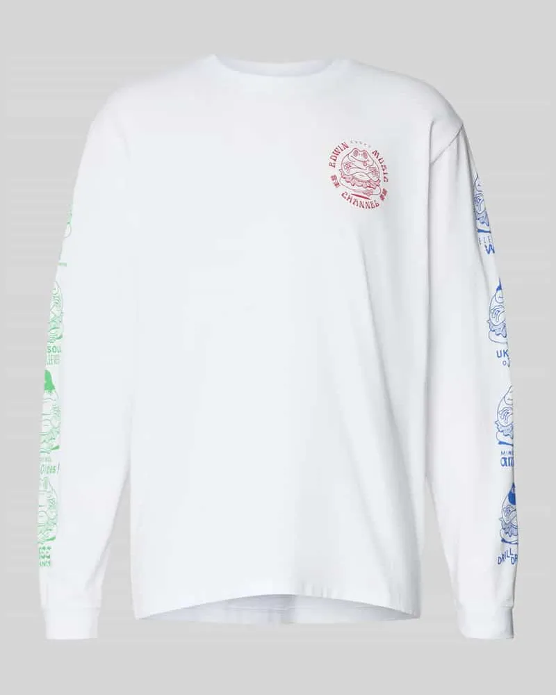 Edwin Jeans Longsleeve mit Label-Prints Modell ' MUSIC CHANNEL 