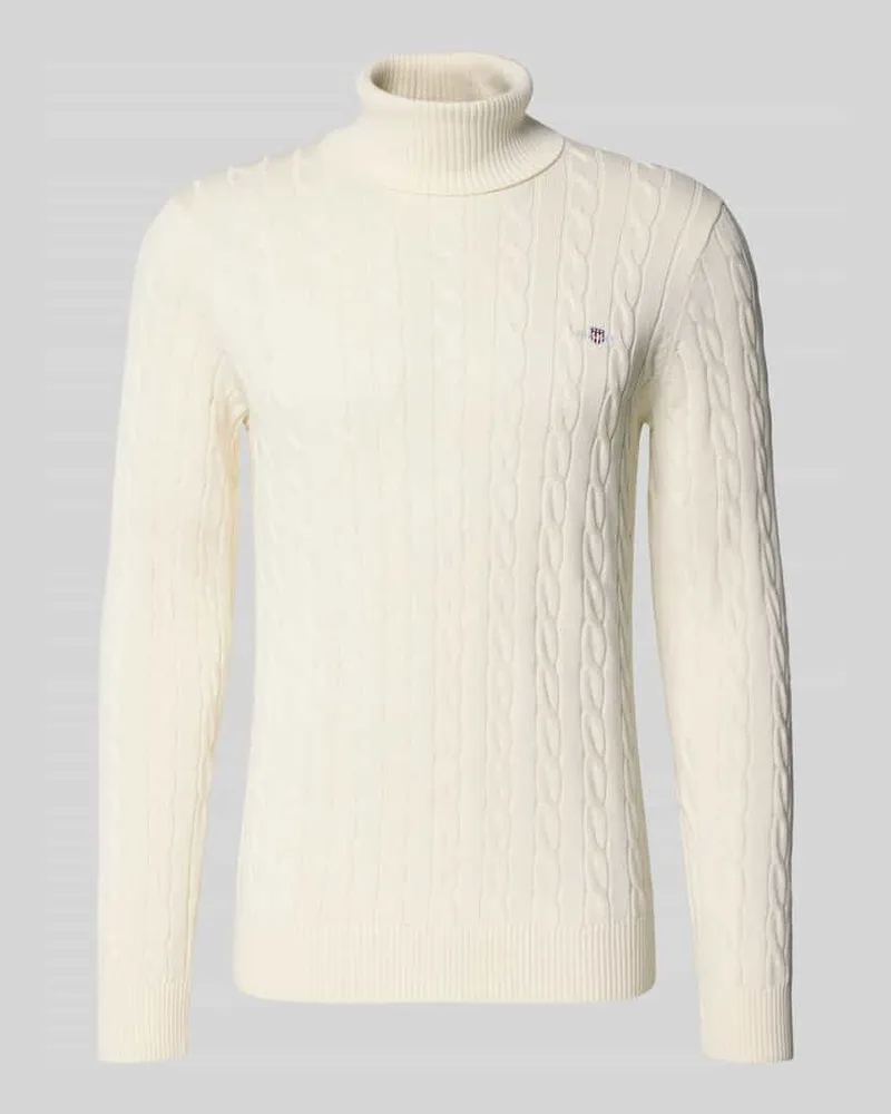 Gant Rollkragenpullover mit Logo-Detail Offwhite