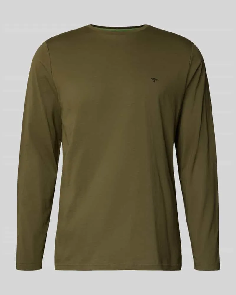 Fynch-Hatton Longsleeve mit Rundhalsausschnitt und Logo Oliv