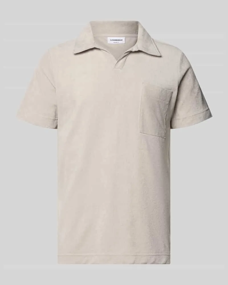 Lindbergh Relaxed Fit Poloshirt mit V-Ausschnitt Hellgrau