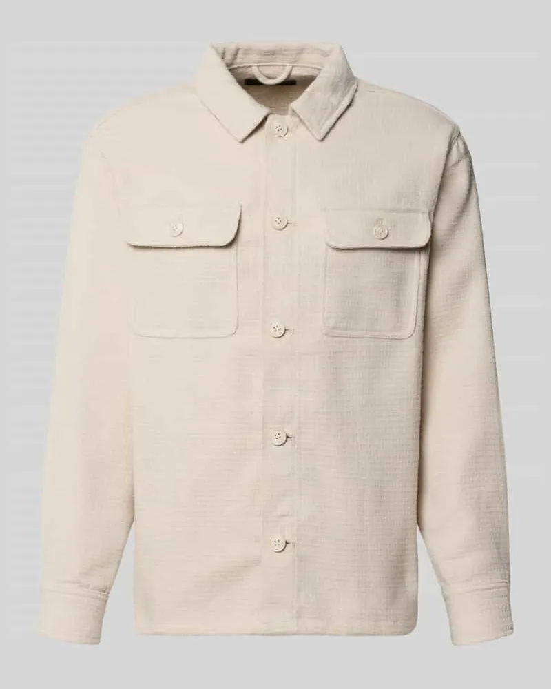 Jack & Jones Regular Fit Hemdjacke mit Brusttaschen Modell 'REGENT Offwhite