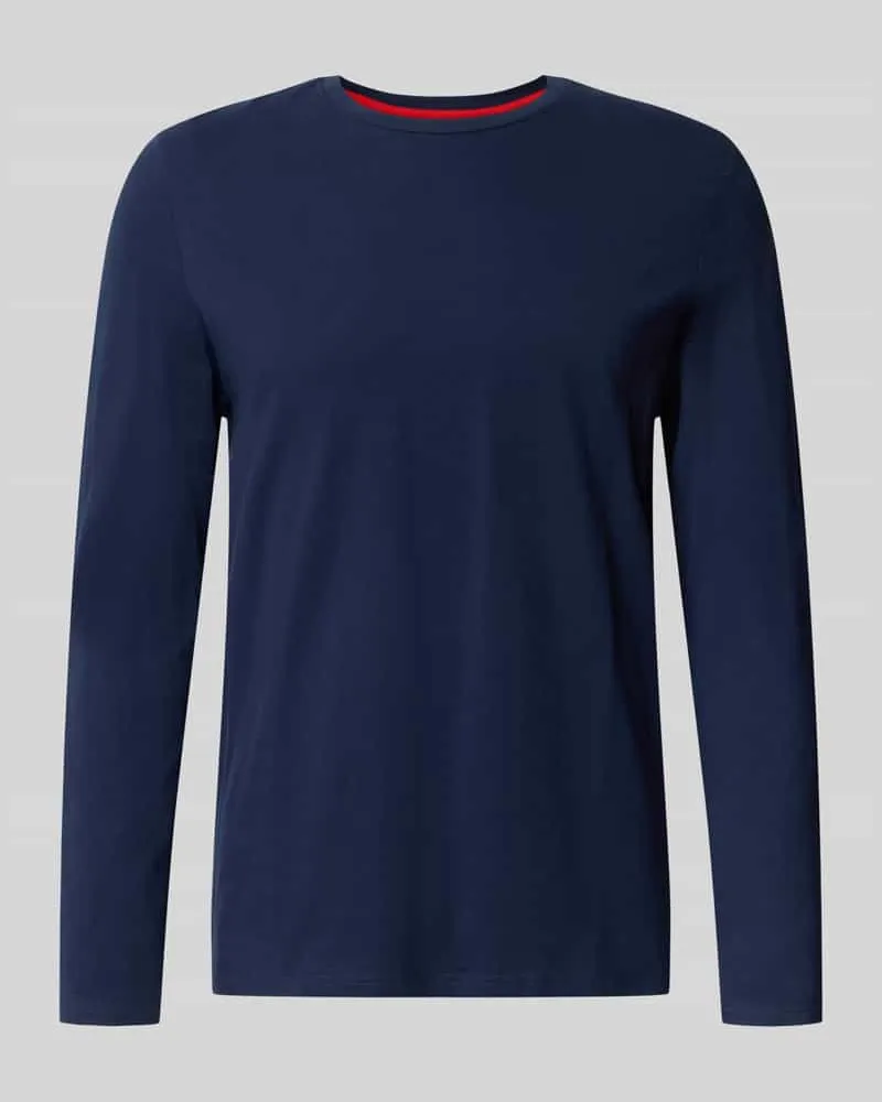 Christian Berg Longsleeve mit geripptem Rundhalsausschnitt Marine