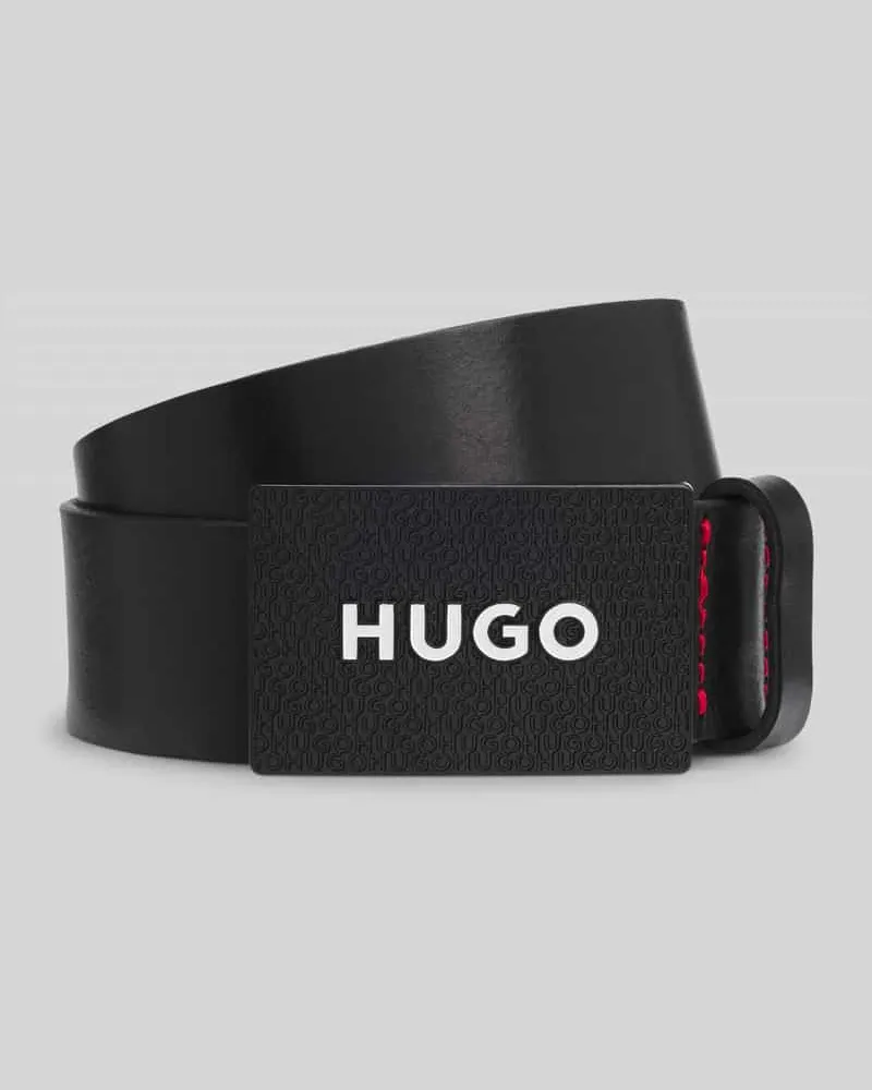 HUGO BOSS Ledergürtel mit Koppelschließe Modell 'GILAO-Z Black
