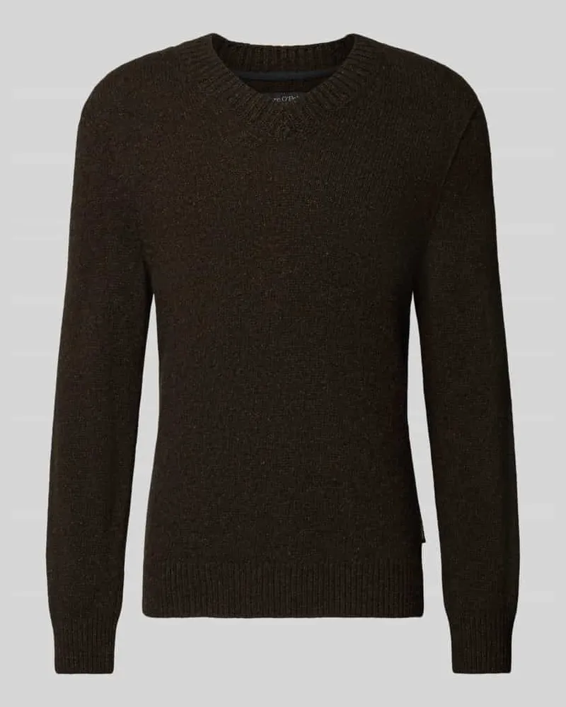 Marc O'Polo Regular Fit Strickpullover aus Woll-Mix Dunkelbraun