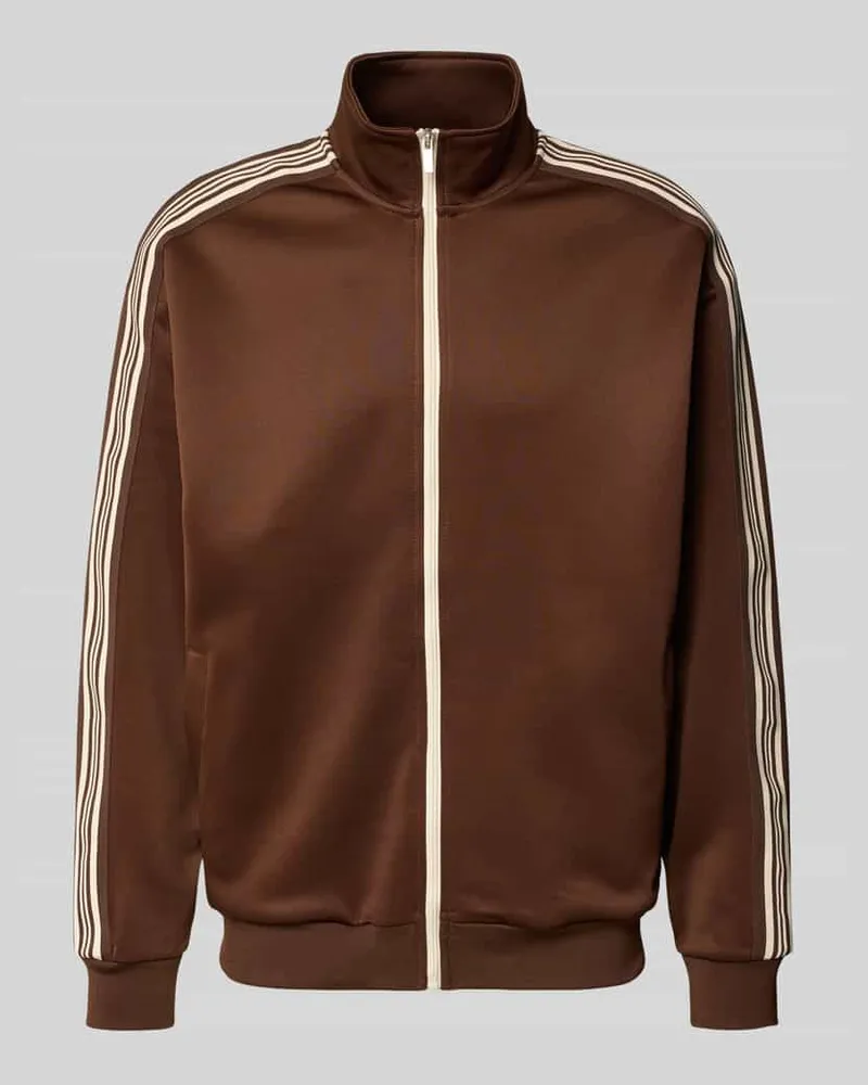 Only & Sons Relaxed Fit Sweatjacke mit Kontraststreifen Modell 'RIBER Dunkelbraun