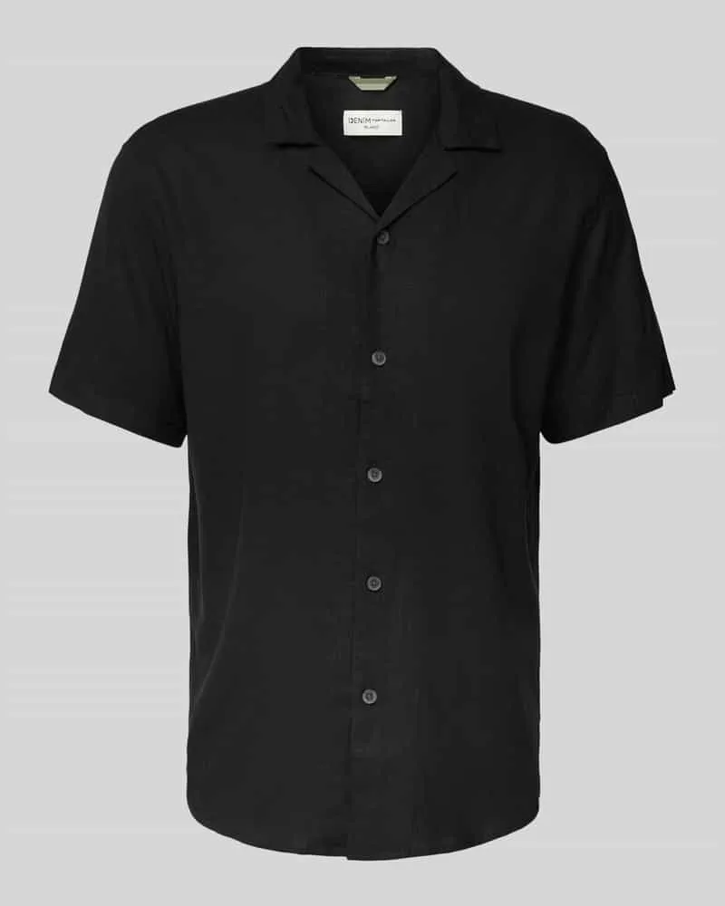 Tom Tailor Relaxed Fit Freizeithemd aus Viskose-Leinen-Mix Black