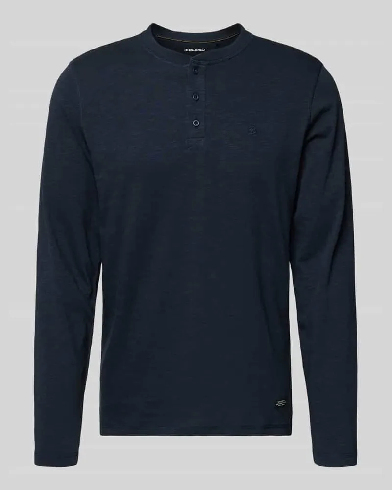 Blend Longsleeve mit kurzer Knopfleiste Modell 'BRAT Dunkelblau