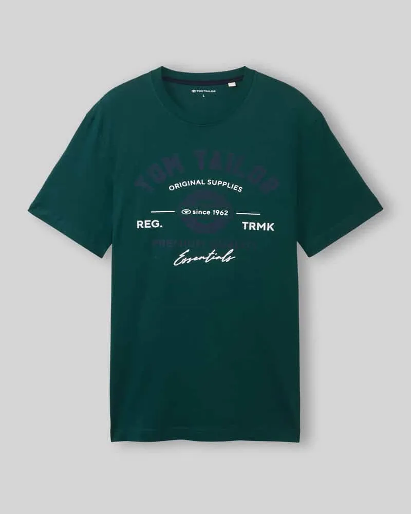 Tom Tailor Regular Fit T-Shirt aus reiner Baumwolle Dunkelgruen