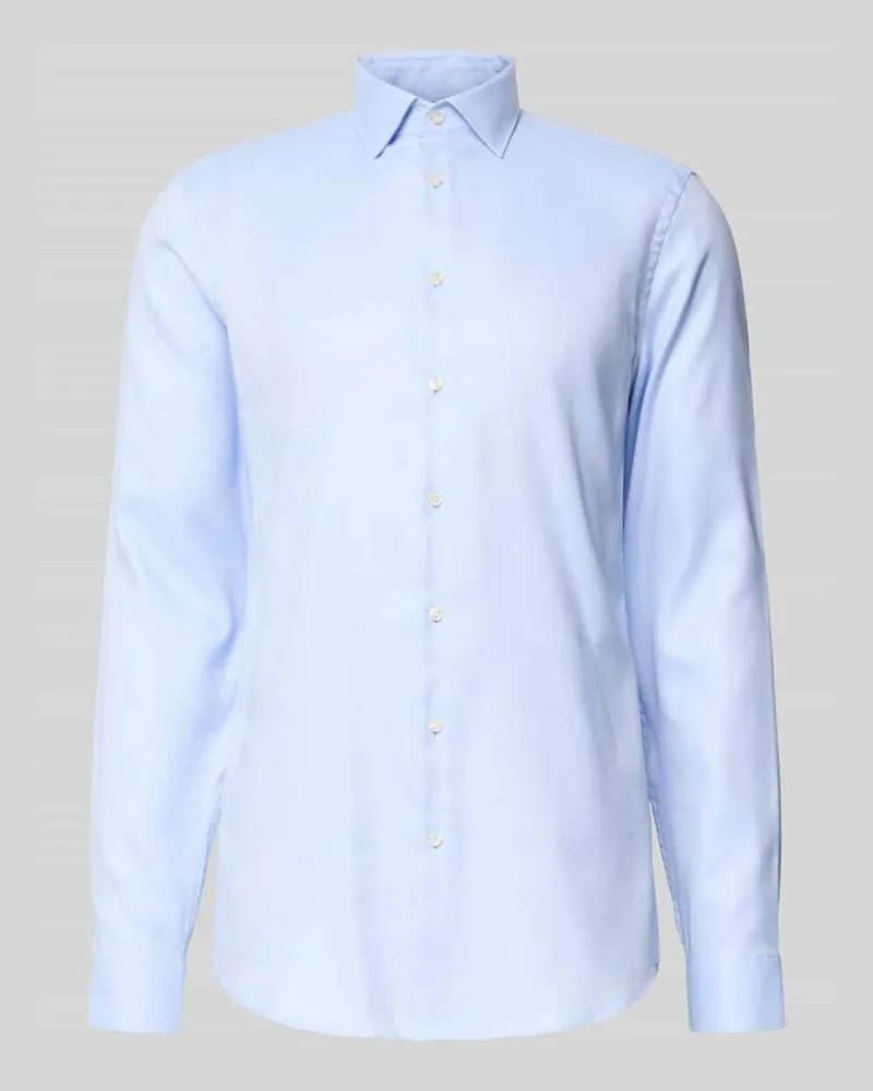 JAKE*S Extralanges Slim Fit Businesshemd mit Kentkragen Bleu