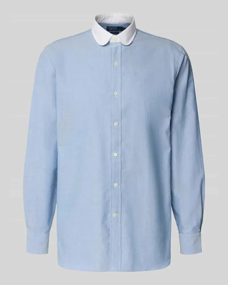 Ralph Lauren Custom Fit Businesshemd mit Knopfleiste Bleu