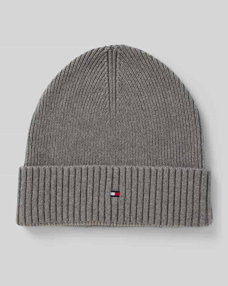 Tommy Hilfiger Beanie aus Baumwoll-Kaschmir-Mix Hellgrau