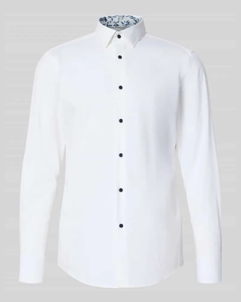 HUGO BOSS Slim Fit Businesshemd aus Baumwoll-Mix Modell 'HANK Weiss