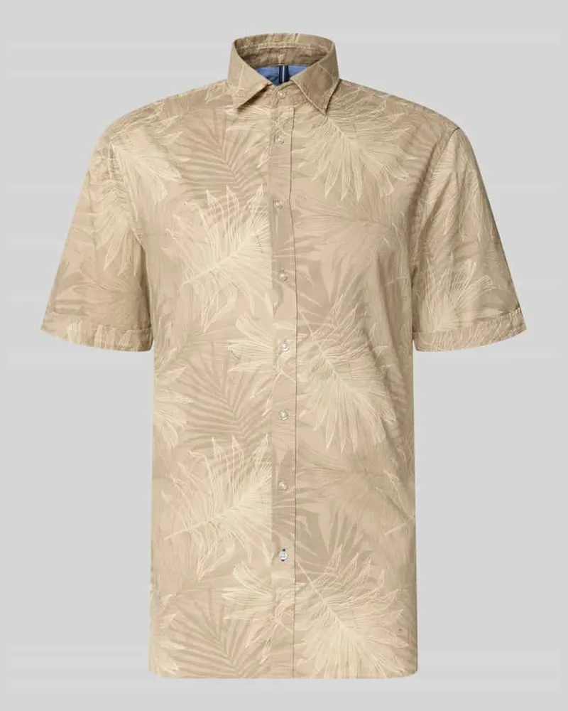 Christian Berg Slim Fit Freizeithemd mit Kentkragen Sand