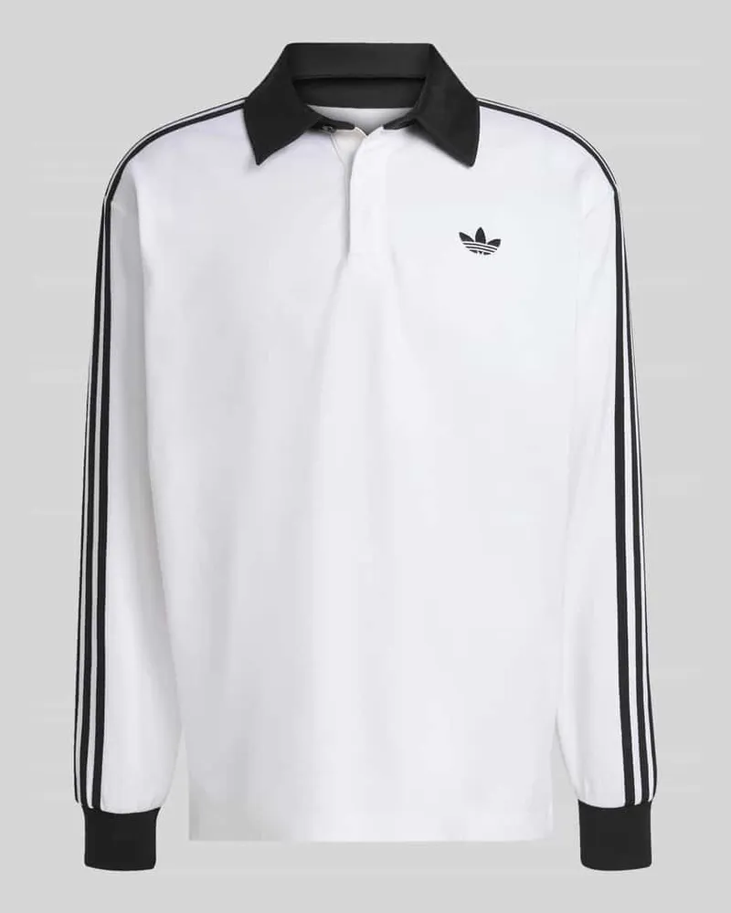 adidas Regular Fit Rugbyshirt aus reiner Baumwolle mit Logo-Stitching Weiss