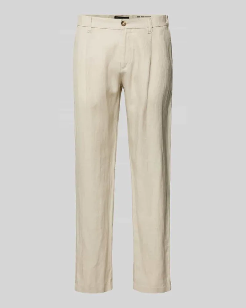 Marc O'Polo Tapered Leinenhose mit Bundfalte Modell 'OSBY JOGGER Beige