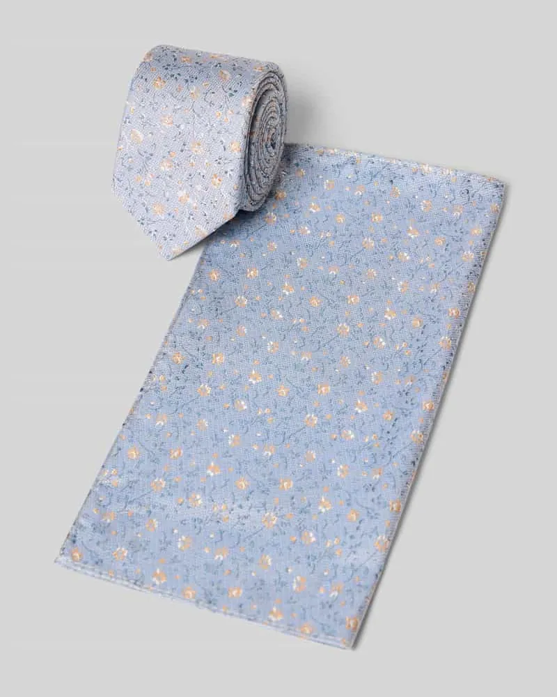 Roy Robson Krawatte im Set mit Einstecktuch Hellblau