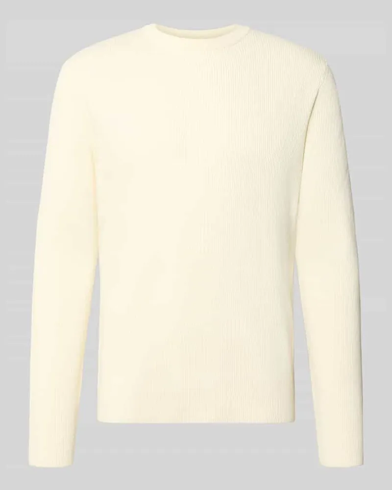Lindbergh Slim Fit Strickpullover Baumwoll-Mix Offwhite