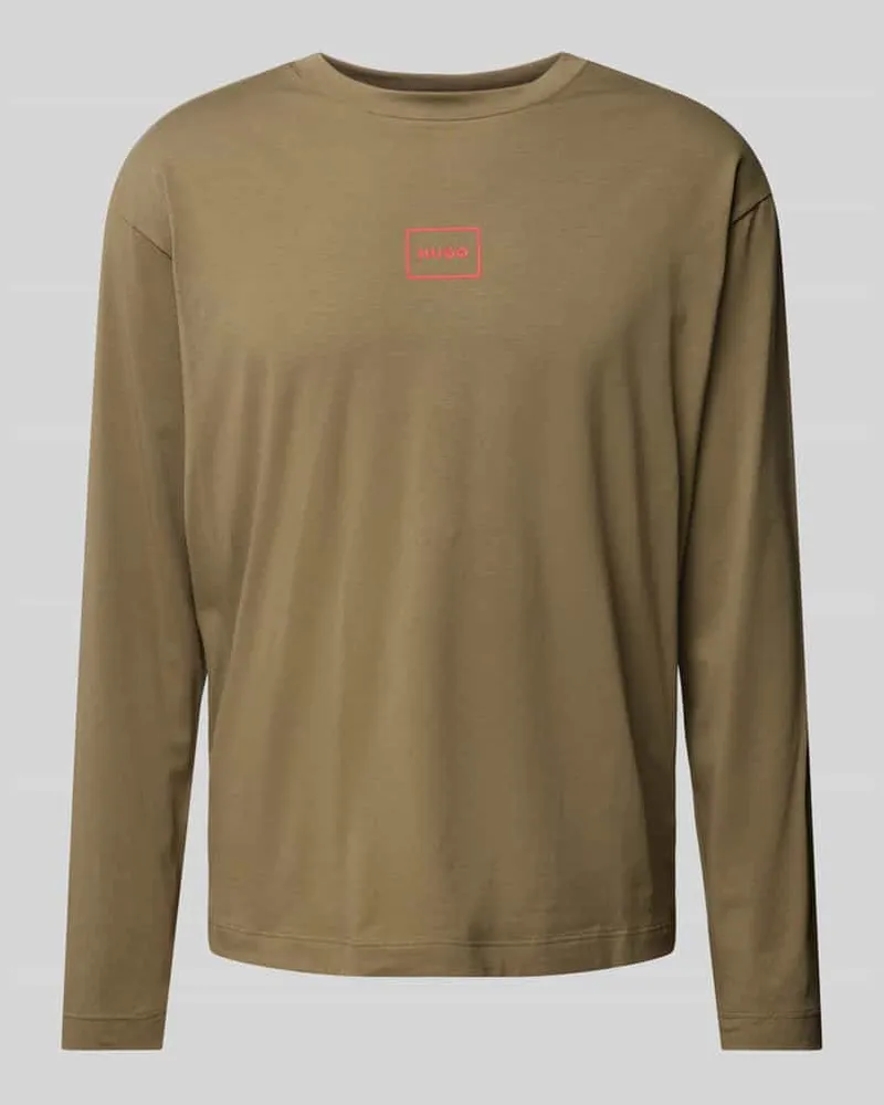 HUGO BOSS Longsleeve mit Label-Print Modell 'Laze Oliv