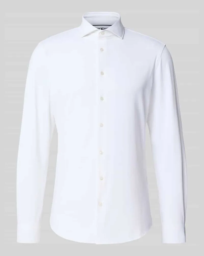 JAKE*S Slim Fit Business-Hemd mit Haifischkragen Weiss