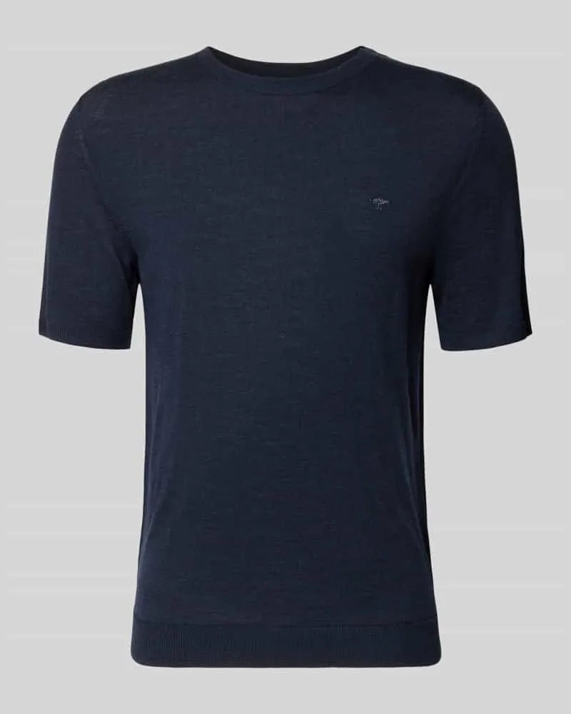 Fynch-Hatton T-Shirt mit Rundhalsausschnitt und Label-Stitching Marine