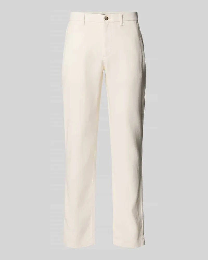 Tommy Hilfiger Slim Fit Leinenhose mit Logo-Stitching Modell 'DENTON SORONA Kitt
