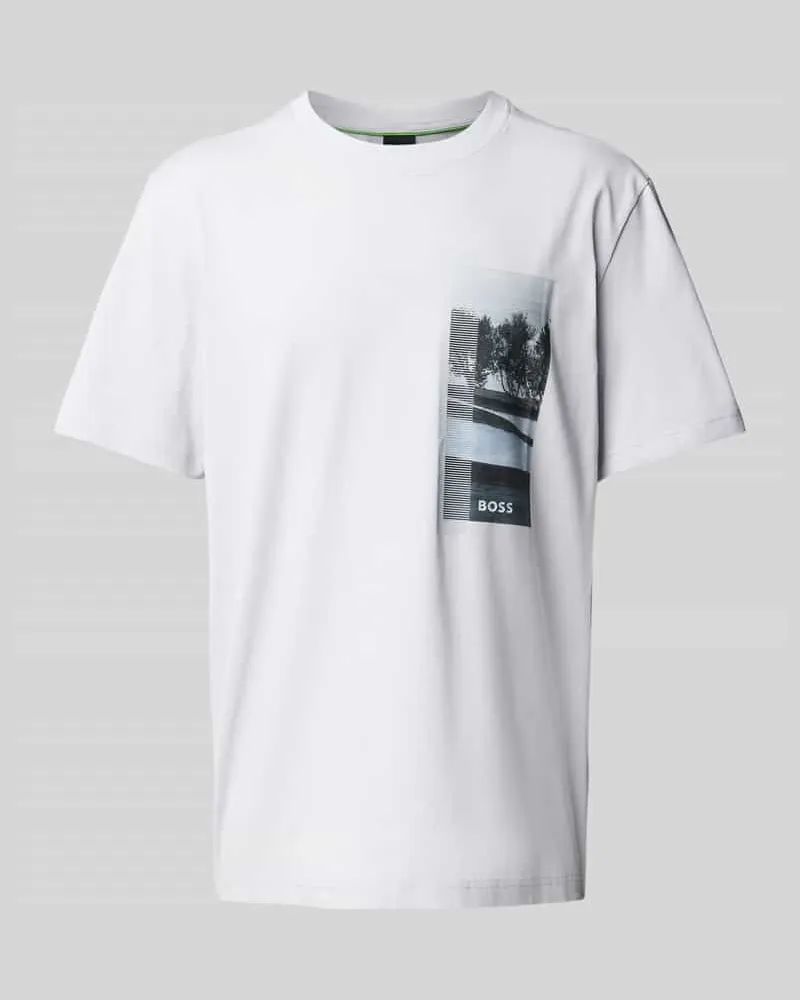HUGO BOSS T-Shirt mit Motiv-Print Hellgrau