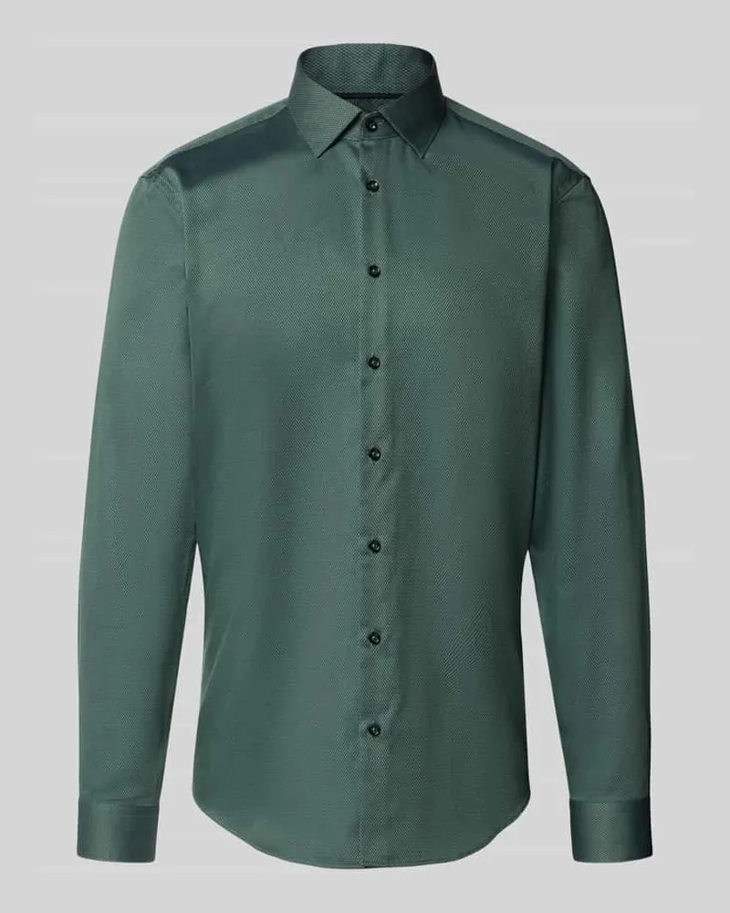 JAKE*S Slim Fit Business-Hemd mit Strukturmuster Bottle