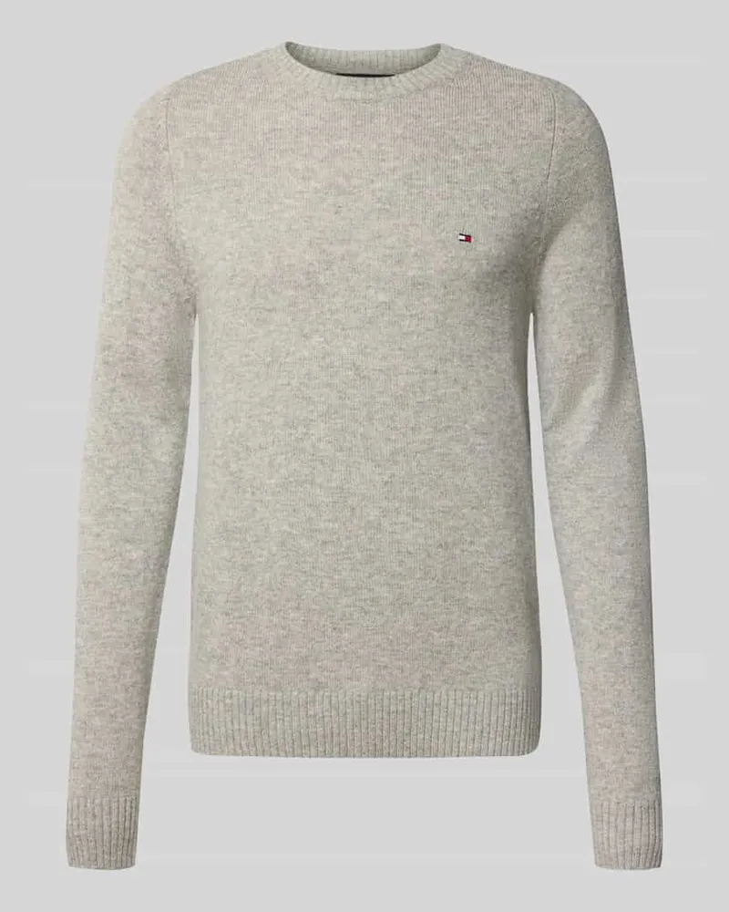 Tommy Hilfiger Regular Fit Strickpullover aus feinster Wolle Hellgrau